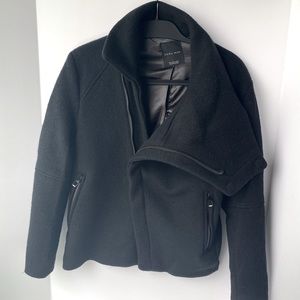 Zara Man Small Black Asymmetrical Zip-up Jacket Coat with Magnetic Collar